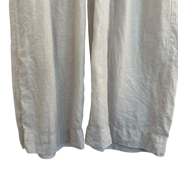 Tahari Essentials Womens M Linen White Pull On Wide Leg Crop Pants Coastal Beach - Picture 5 of 7